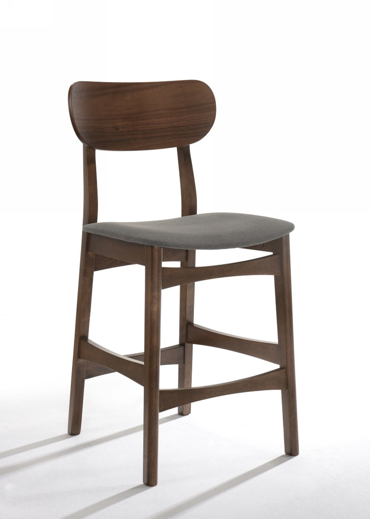 VIG Furniture Modrest Lynn - Modern Grey & Walnut Bar Chair (Set of 2) VGMA-MI-861-BC24