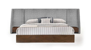 VIG Furniture Queen Nova Domus Janice - Modern Grey Fabric and Walnut Bed and Nightstands VGMA-BR-88-BED-Q