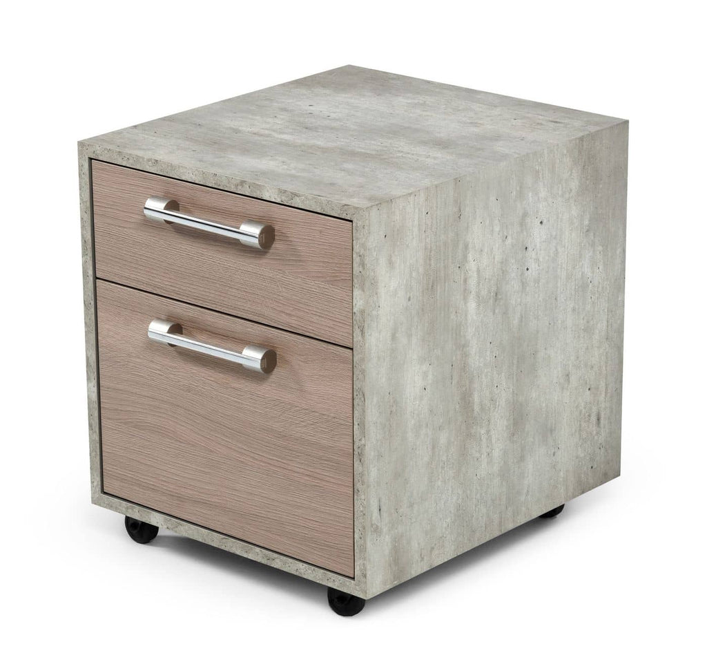 VIG Furniture Nova Domus Boston Modern Brown Oak & Faux Concrete Office Small File Cabinet VGANBOSTON-FC-SMALL