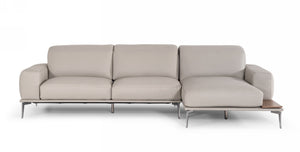 VIG Furniture Estro Salotti Villeneuve - Italian Modern Light Grey Leather Right Facing Sectional Sofa VGNTVILLENEUVE-LTGRY