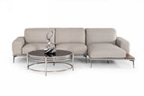 VIG Furniture Estro Salotti Villeneuve - Italian Modern Light Grey Leather Right Facing Sectional Sofa VGNTVILLENEUVE-LTGRY