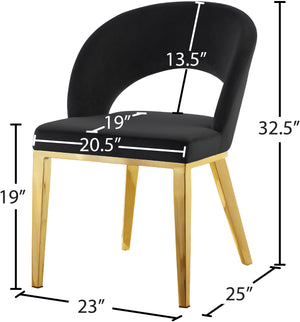 Roberto Velvet / Engineered Wood / Foam Contemporary Black Velvet Dining Chair - 23" W x 25" D x 32.5" H