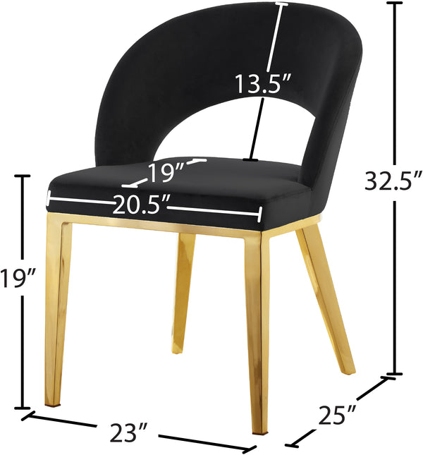 Roberto Velvet / Engineered Wood / Foam Contemporary Black Velvet Dining Chair - 23" W x 25" D x 32.5" H