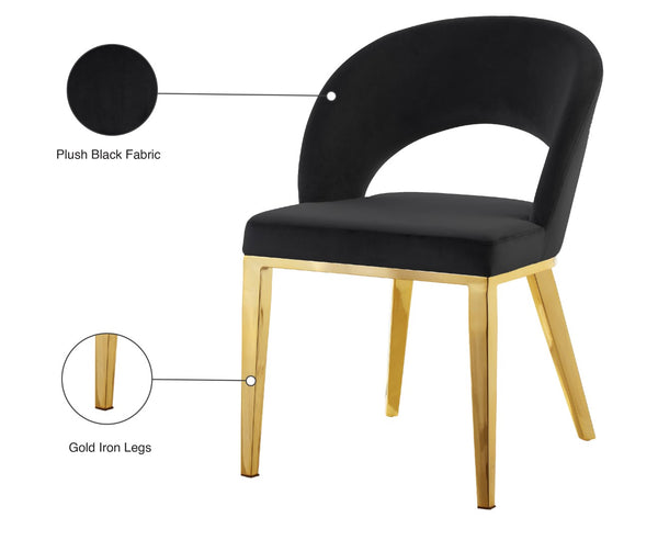 Roberto Velvet / Engineered Wood / Foam Contemporary Black Velvet Dining Chair - 23" W x 25" D x 32.5" H