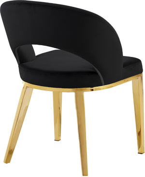 Roberto Velvet / Engineered Wood / Foam Contemporary Black Velvet Dining Chair - 23" W x 25" D x 32.5" H