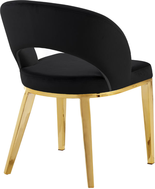 Roberto Velvet / Engineered Wood / Foam Contemporary Black Velvet Dining Chair - 23" W x 25" D x 32.5" H