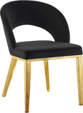 Roberto Velvet / Engineered Wood / Foam Contemporary Black Velvet Dining Chair - 23" W x 25" D x 32.5" H