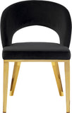 Roberto Velvet / Engineered Wood / Foam Contemporary Black Velvet Dining Chair - 23" W x 25" D x 32.5" H