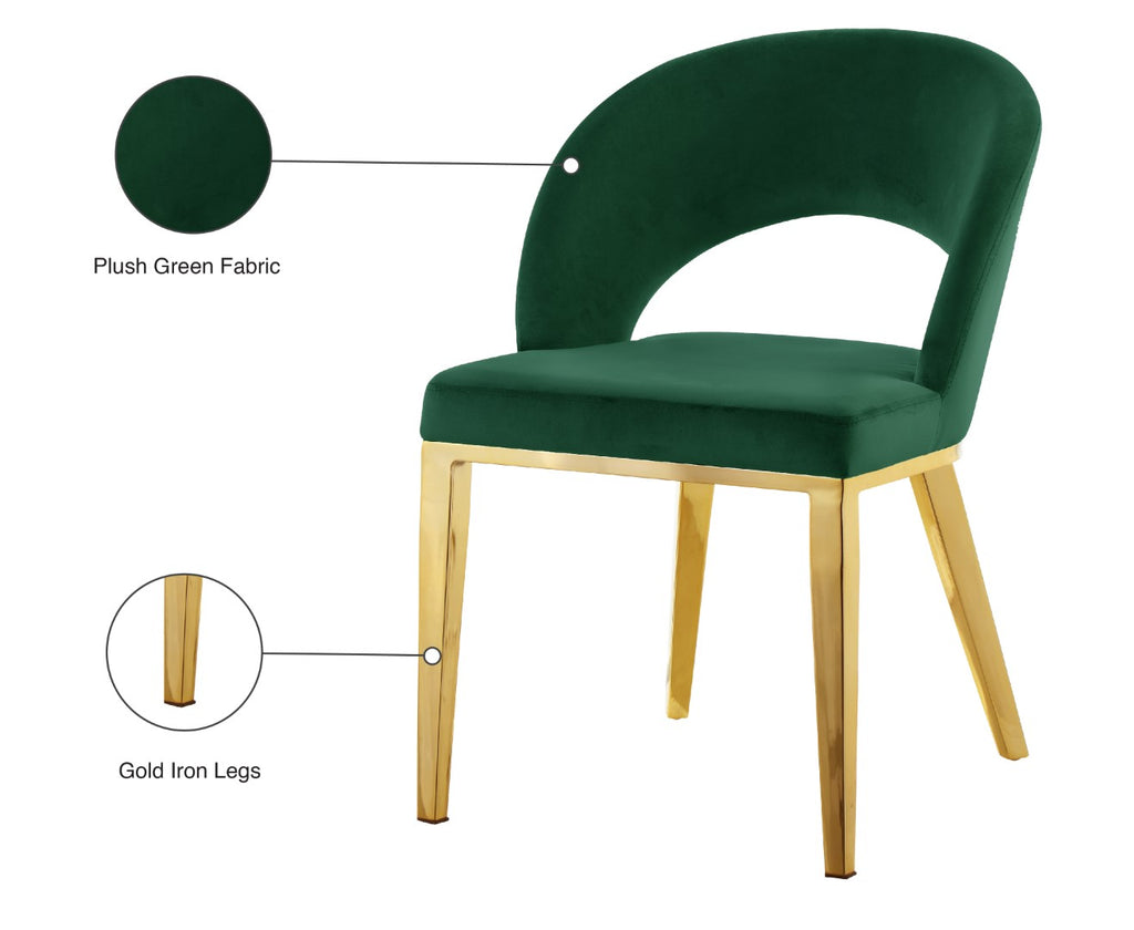 Roberto Velvet / Engineered Wood / Foam Contemporary Green Velvet Dining Chair - 23" W x 25" D x 32.5" H