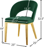 Roberto Velvet / Engineered Wood / Foam Contemporary Green Velvet Dining Chair - 23" W x 25" D x 32.5" H