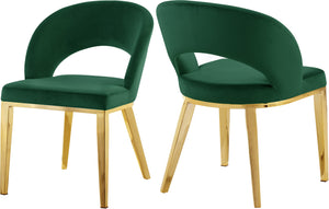 Roberto Velvet / Engineered Wood / Foam Contemporary Green Velvet Dining Chair - 23" W x 25" D x 32.5" H