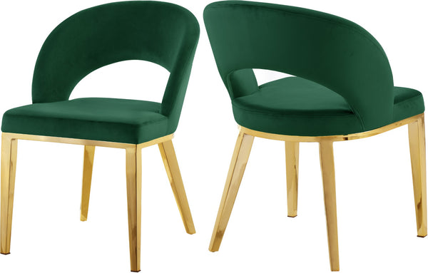 Roberto Velvet / Engineered Wood / Foam Contemporary Green Velvet Dining Chair - 23" W x 25" D x 32.5" H