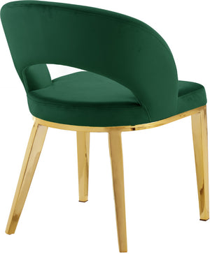 Roberto Velvet / Engineered Wood / Foam Contemporary Green Velvet Dining Chair - 23" W x 25" D x 32.5" H