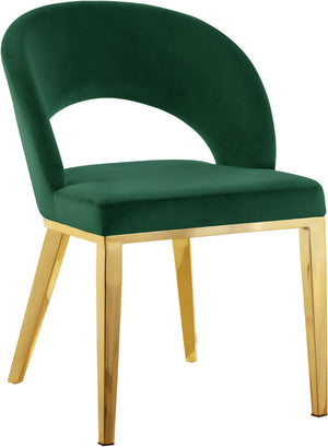 Roberto Velvet / Engineered Wood / Foam Contemporary Green Velvet Dining Chair - 23" W x 25" D x 32.5" H