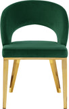 Roberto Velvet / Engineered Wood / Foam Contemporary Green Velvet Dining Chair - 23" W x 25" D x 32.5" H