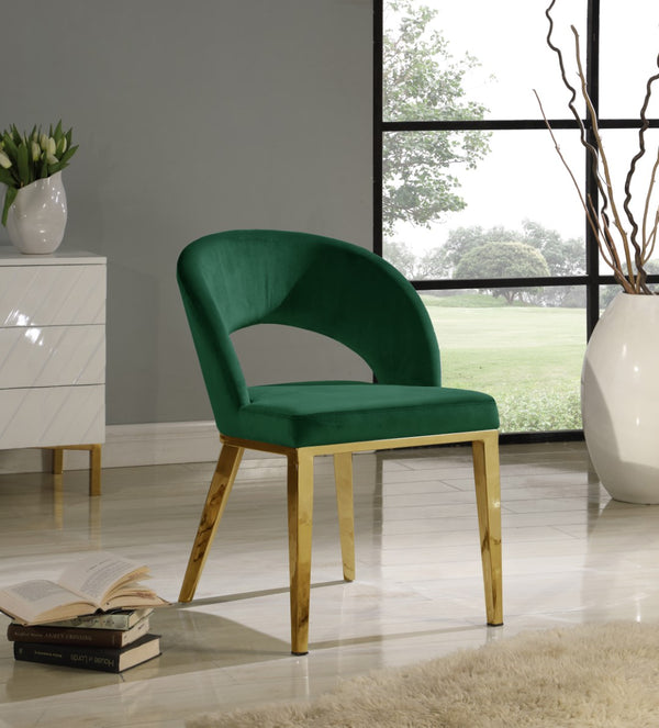 Roberto Velvet / Engineered Wood / Foam Contemporary Green Velvet Dining Chair - 23" W x 25" D x 32.5" H