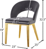 Roberto Velvet / Engineered Wood / Foam Contemporary Grey Velvet Dining Chair - 23" W x 25" D x 32.5" H