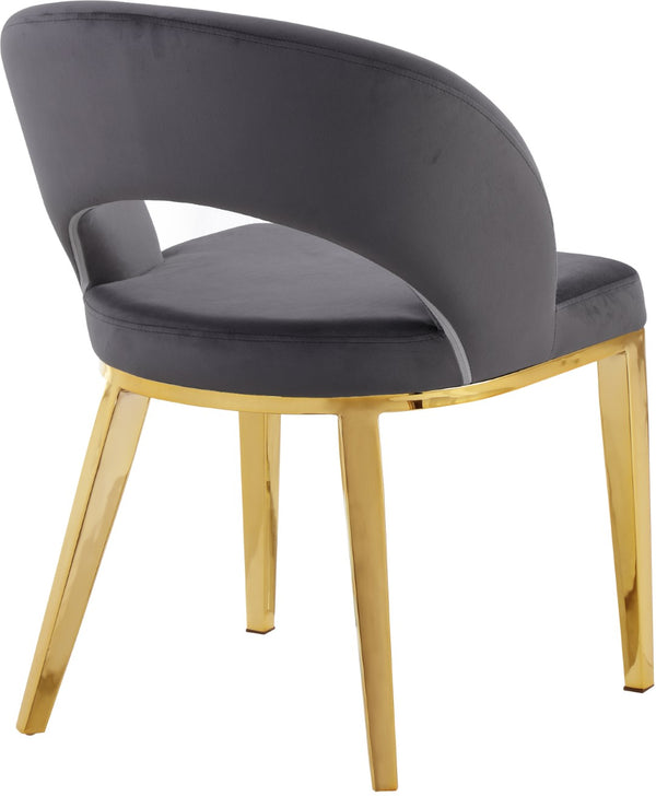 Roberto Velvet / Engineered Wood / Foam Contemporary Grey Velvet Dining Chair - 23" W x 25" D x 32.5" H