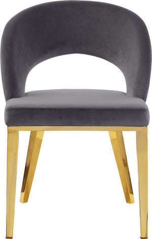 Roberto Velvet / Engineered Wood / Foam Contemporary Grey Velvet Dining Chair - 23" W x 25" D x 32.5" H