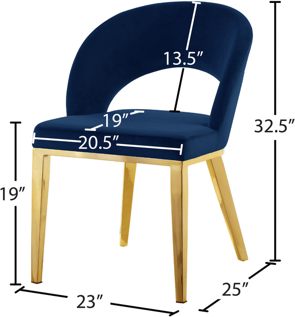 Roberto Velvet / Engineered Wood / Foam Contemporary Navy Velvet Dining Chair - 23" W x 25" D x 32.5" H