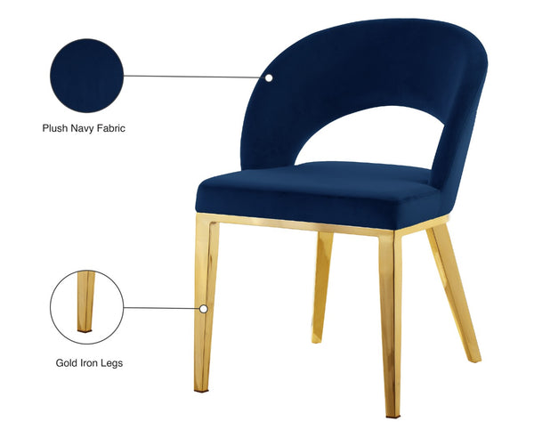 Roberto Velvet / Engineered Wood / Foam Contemporary Navy Velvet Dining Chair - 23" W x 25" D x 32.5" H