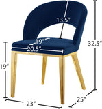 Roberto Velvet / Engineered Wood / Foam Contemporary Navy Velvet Dining Chair - 23" W x 25" D x 32.5" H