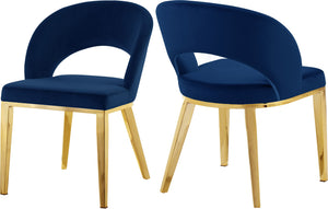 Roberto Velvet / Engineered Wood / Foam Contemporary Navy Velvet Dining Chair - 23" W x 25" D x 32.5" H