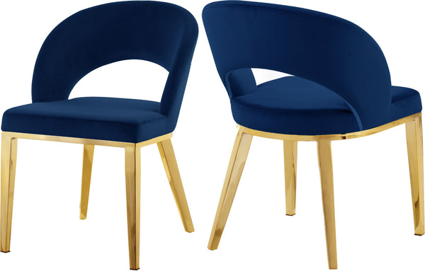 Roberto Velvet / Engineered Wood / Foam Contemporary Navy Velvet Dining Chair - 23" W x 25" D x 32.5" H