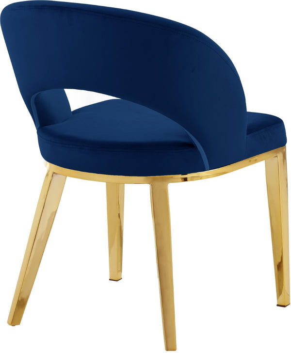 Roberto Velvet / Engineered Wood / Foam Contemporary Navy Velvet Dining Chair - 23" W x 25" D x 32.5" H