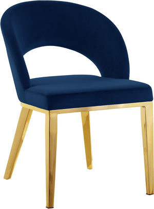 Roberto Velvet / Engineered Wood / Foam Contemporary Navy Velvet Dining Chair - 23" W x 25" D x 32.5" H