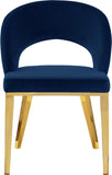 Roberto Velvet / Engineered Wood / Foam Contemporary Navy Velvet Dining Chair - 23" W x 25" D x 32.5" H