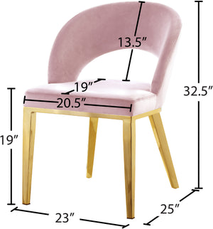 Roberto Velvet / Engineered Wood / Foam Contemporary Pink Velvet Dining Chair - 23" W x 25" D x 32.5" H