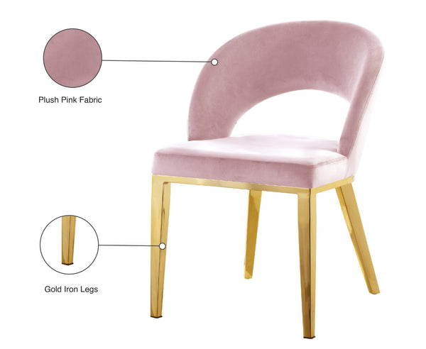 Roberto Velvet / Engineered Wood / Foam Contemporary Pink Velvet Dining Chair - 23" W x 25" D x 32.5" H