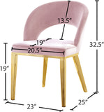 Roberto Velvet / Engineered Wood / Foam Contemporary Pink Velvet Dining Chair - 23" W x 25" D x 32.5" H