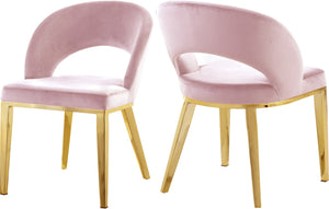 Roberto Velvet / Engineered Wood / Foam Contemporary Pink Velvet Dining Chair - 23" W x 25" D x 32.5" H