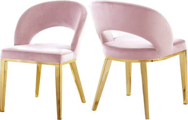 Roberto Velvet / Engineered Wood / Foam Contemporary Pink Velvet Dining Chair - 23" W x 25" D x 32.5" H