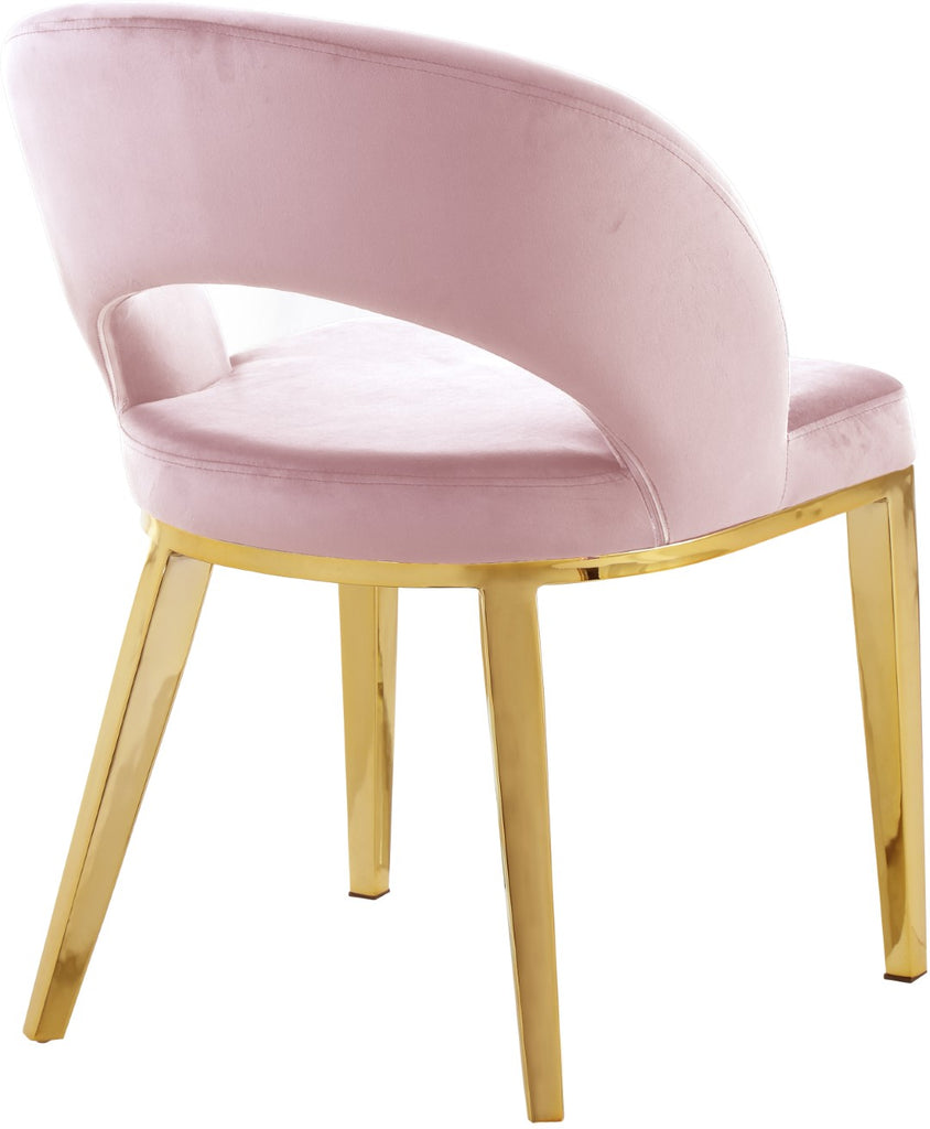 Roberto Velvet / Engineered Wood / Foam Contemporary Pink Velvet Dining Chair - 23" W x 25" D x 32.5" H