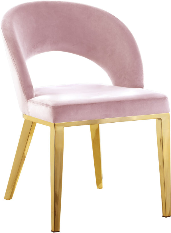 Roberto Velvet / Engineered Wood / Foam Contemporary Pink Velvet Dining Chair - 23" W x 25" D x 32.5" H