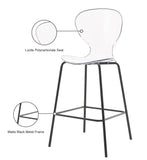 Clarion Lucite Polycarbonate / Metal Contemporary Matte Black Stool - 20" W x 19" D x 42" H