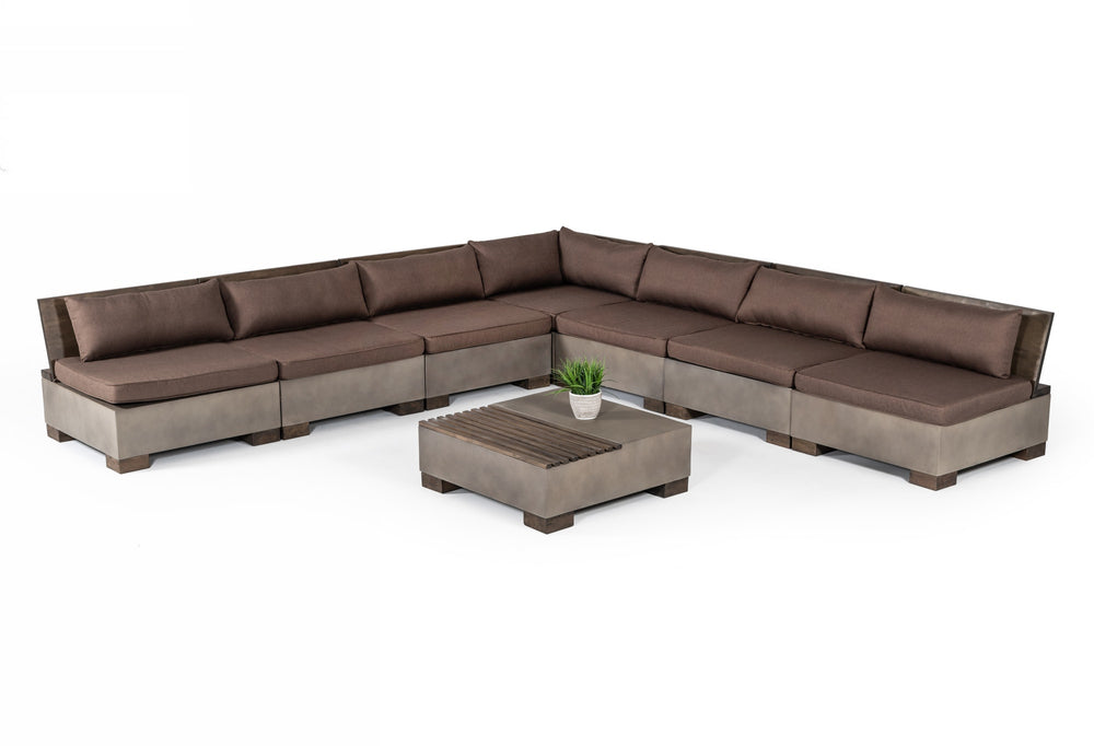 VIG Furniture Modrest Delaware - Modern Concrete Modular Sectional Sofa Set with Square Coffee Table VGLB-RIVI-SQR-SET