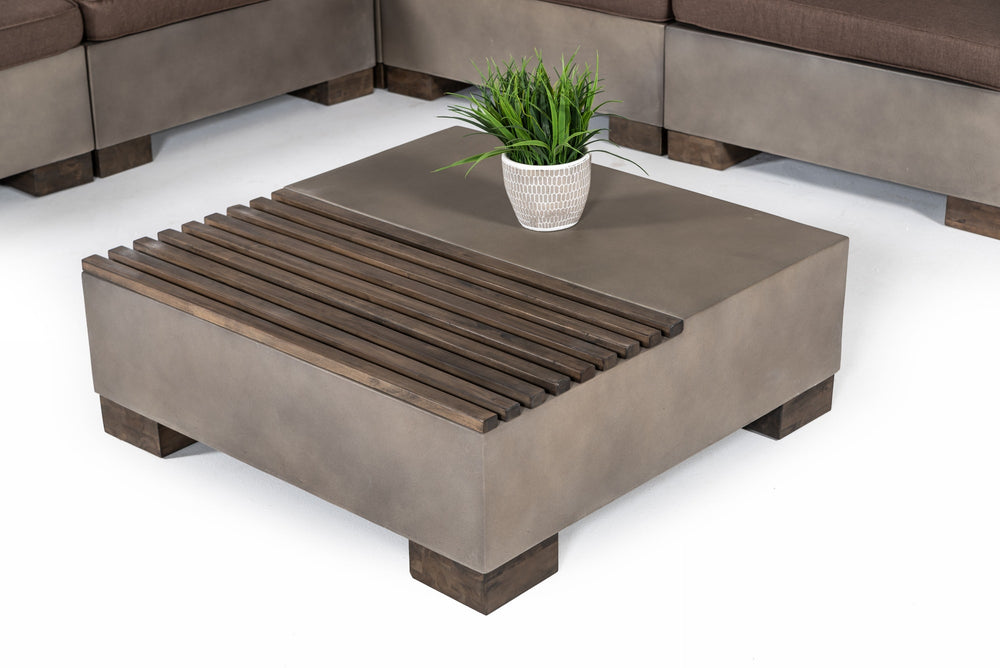 VIG Furniture Modrest Delaware - Modern Concrete Modular Sectional Sofa Set with Square Coffee Table VGLB-RIVI-SQR-SET