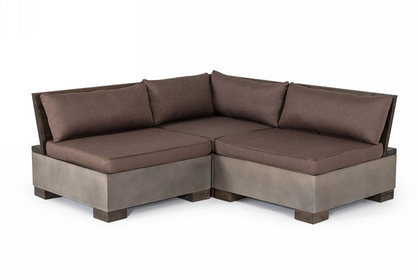 VIG Furniture Modrest Delaware - Modern Concrete Modular Sectional Sofa Set with Rectangular Coffee Table VGLB-RIVI-RECT-SET