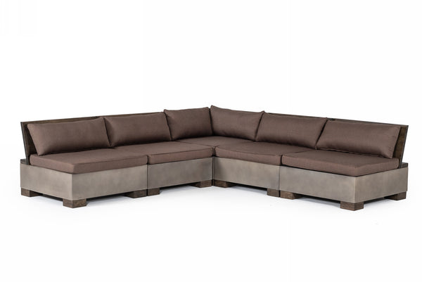VIG Furniture Modrest Delaware - Modern Concrete Modular Sectional Sofa Set with Square Coffee Table VGLB-RIVI-SQR-SET