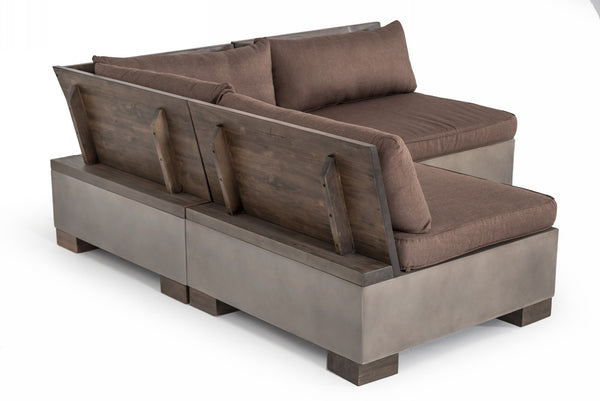 VIG Furniture Modrest Delaware - Modern Concrete Modular Sectional Sofa Set with Rectangular Coffee Table VGLB-RIVI-RECT-SET