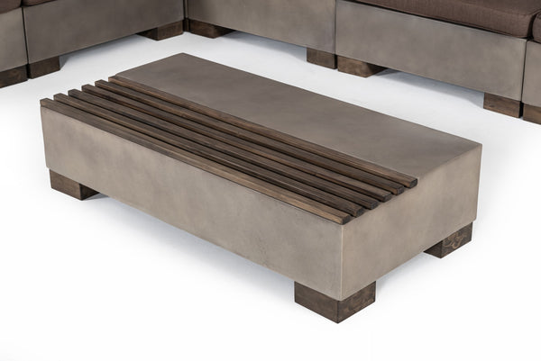 VIG Furniture Modrest Delaware - Modern Concrete Modular Sectional Sofa Set with Rectangular Coffee Table VGLB-RIVI-RECT-SET