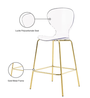 Clarion Lucite Polycarbonate / Metal Contemporary Gold Metal Stool - 20" W x 19" D x 42" H