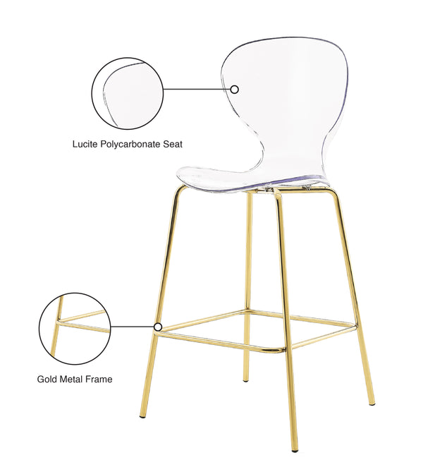 Clarion Lucite Polycarbonate / Metal Contemporary Gold Metal Stool - 20" W x 19" D x 42" H