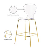 Clarion Lucite Polycarbonate / Metal Contemporary Gold Metal Stool - 20" W x 19" D x 42" H