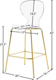 Clarion Lucite Polycarbonate / Metal Contemporary Gold Metal Stool - 20" W x 19" D x 42" H