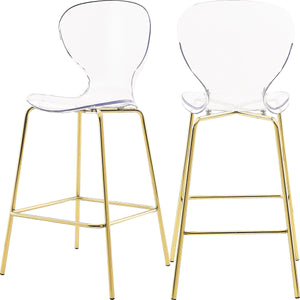 Clarion Lucite Polycarbonate / Metal Contemporary Gold Metal Stool - 20" W x 19" D x 42" H